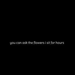 you can ask the flowers i sit for hours