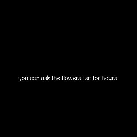 you can ask the flowers i sit for hours