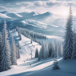 Winter white conifer ski