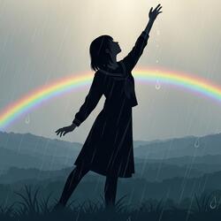 A rainbow blooming in the sky