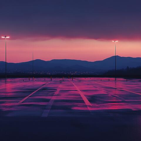 empty parking lots at dawn