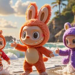 Labubu Dances on the Beach