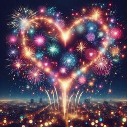 Fireworks brightness heart