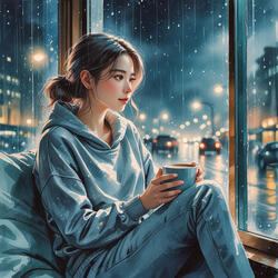 夜の粒、窓の向こう