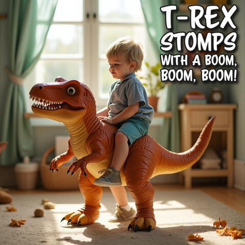 T-Rex stomps with a BOOM, BOOM, BOOM!