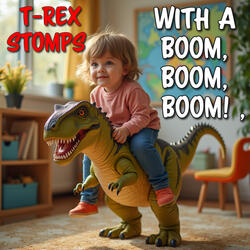 T-Rex stomps with a BOOM, BOOM, BOOM!