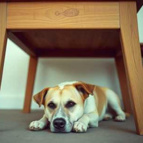 Waiting for scraps under the table
