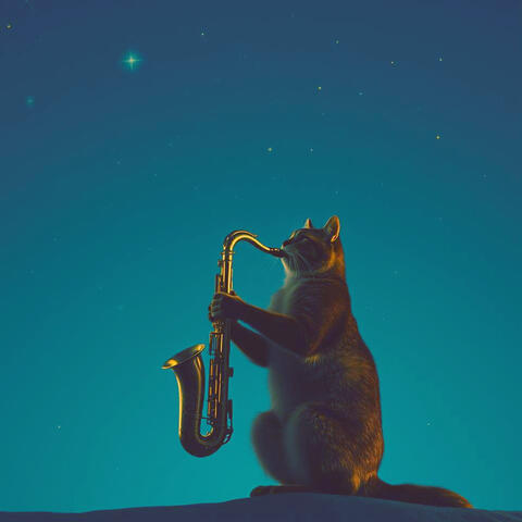 Jazzy cat's solo in starry sky