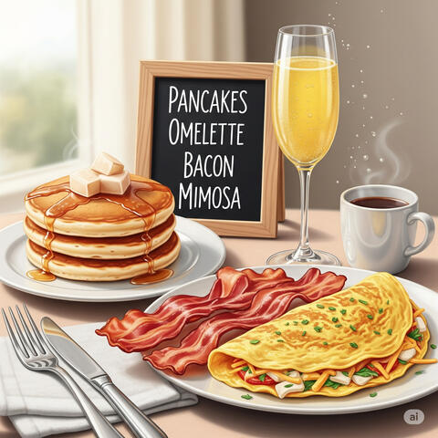 Pancakes Omelette Bacon Mimosa