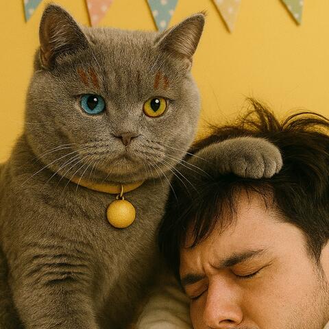 主、まだ寝てるのにゃん –ねこのうたやさん