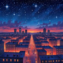 Beyond the citylight, the distant starry sky