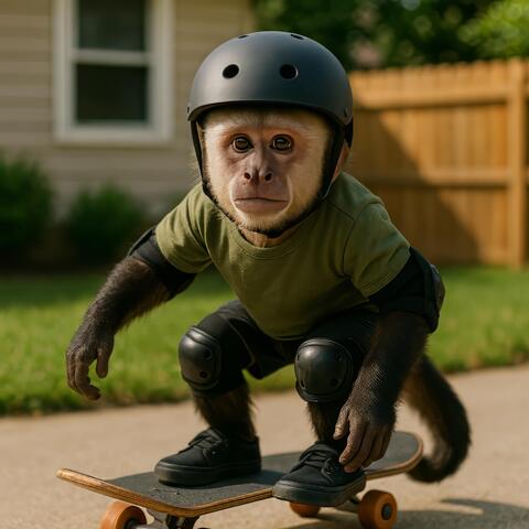 Macaquinho legal - Anda de skate e faz cocô no quintal