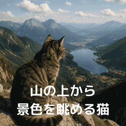A Cat Gazing at the View from the Mountaintop