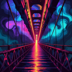 The Hanging Bridge at Night – Melody Ensnared by Darkness