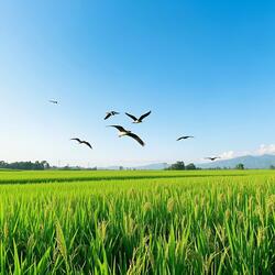 Green rice fields