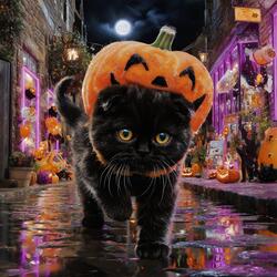 Pumpkin Head Cat