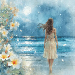 Moonlight, Waves, and Her Wandering Heart