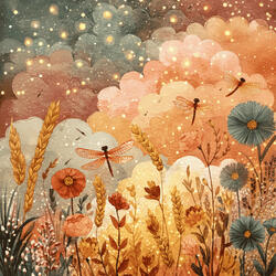 Golden Ears Beneath the Crimson Autumn Sky