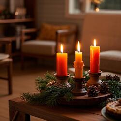 Lighting Candles in the Living Room