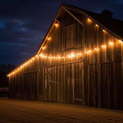 String of Lights on the Old Barn