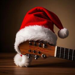 Santa’s Hat on the Guitar Head