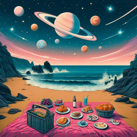 Cosmic Picnic Jazz Under Saturn's Gaze