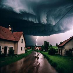 Terrible Storm And Strong Thunder In The Village 1