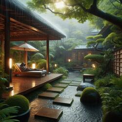 Heavy Rain While I'm Studying in the Garden 24