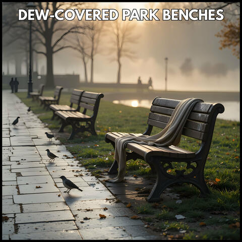 Dew-Covered Park Benches