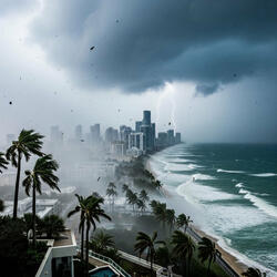 Calm Insomnia: Pink Noise with Intense Miami Hurricane Sounds