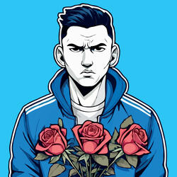 Вася с букетом