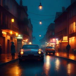 Bluesy raining night