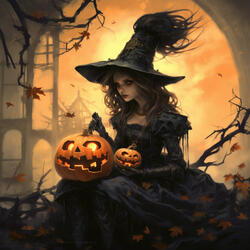 Devil's Halloween Duet in the Shadows