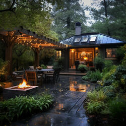 Raindrops by Fire's Glow