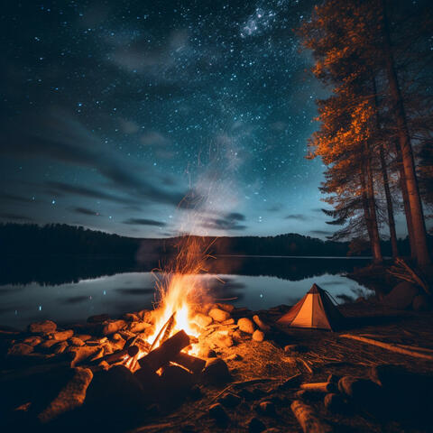 Tranquil Flames by the Flowing River