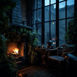 Dreamy Fireside Rain Serenity