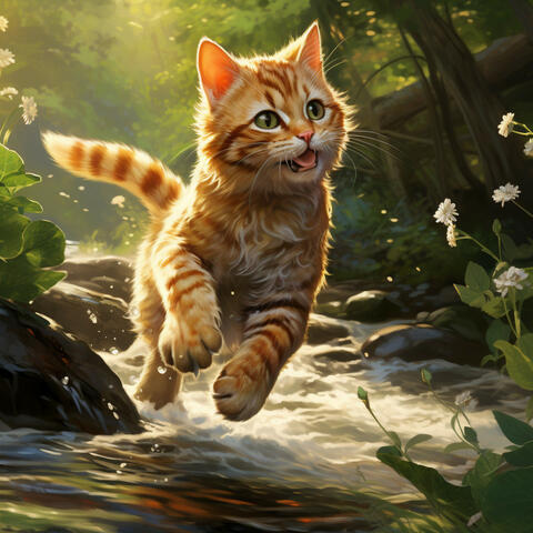 Feline Harmony: Music by the Waterfalls