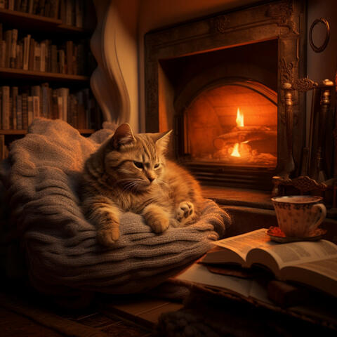 Kitty's Melodies: Radiant Fireside Calm Rhythm