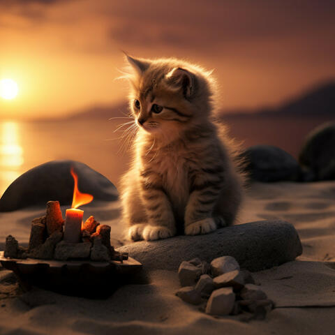 Zen Cat Harmony by the Musical Firelight