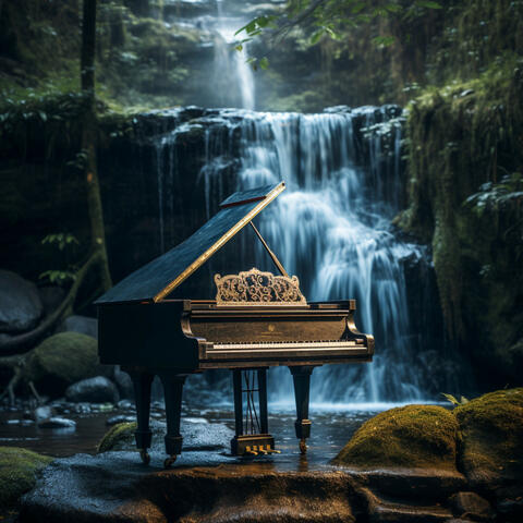 Piano Oasis: Harmonies by the Refreshing Waterfall