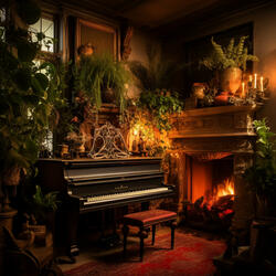 Piano by the Crackling Fire