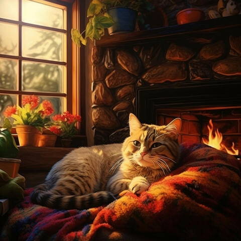 Cat's Serene in Fire: Harmony in Flames
