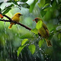 Calming Drizzle and Melodic Bird Calls