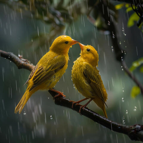 Serene Binaural Rain and Birds in Nature Soundscape