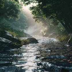 Soothing Stream Under Moonlight