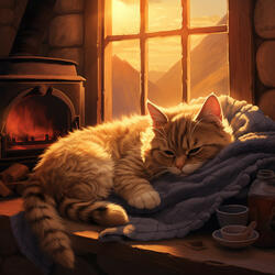 Relaxing Firelight Cat's Sleep