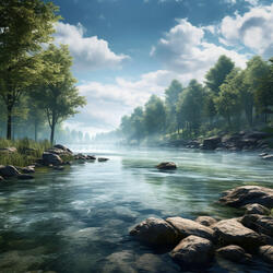 Relaxing Waterscape with Binaural Frequencies