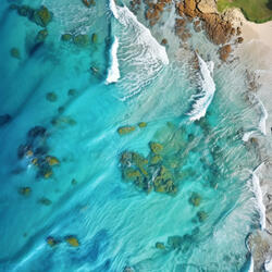 Focused Work in Ocean's Calming Presence