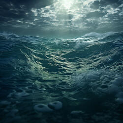 Ondas Iluminadas Por La Luna En La Armonía Nocturna