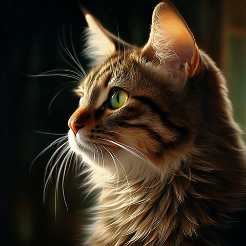 Cat's Peaceful Waterfall: Soothing Melodic Tunes